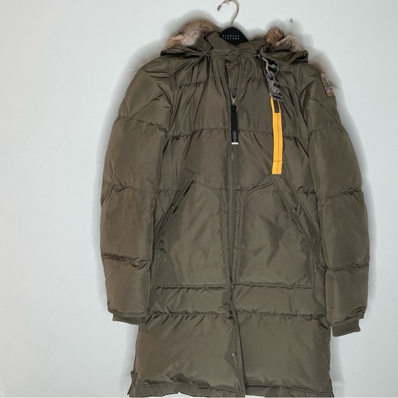 PARAJUMPERS WOMEN'S LONG BEAR DOWN JACKET PARKA INSULATED FUR HOOD -Olive Green - Picture 8 of 13